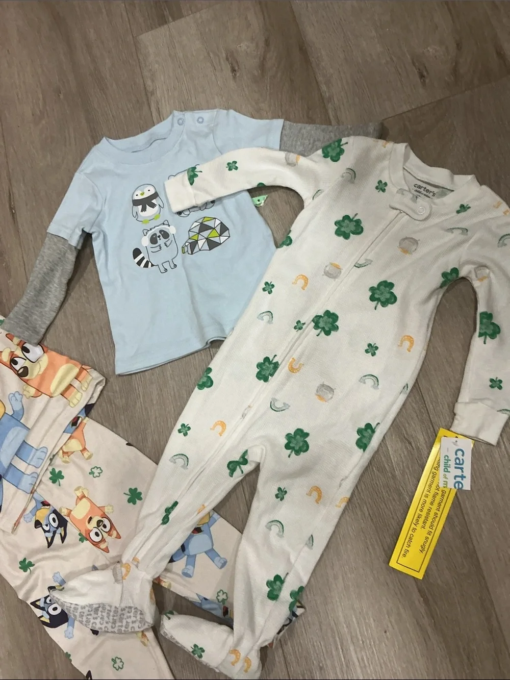Blue Long-Sleeve Raccoon Pajama Set for Kids - Unbranded